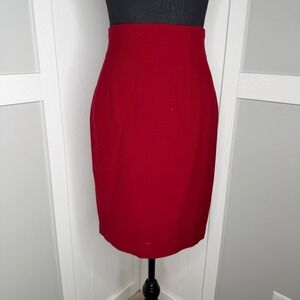Tomaso Stefanelli Pencil Skirt Womens 40 Small Red 100% Wool High Waist Italy
